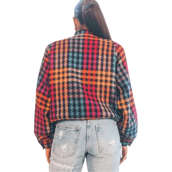 Vintage Doncaster 80's Rainbow Plaid Bomber Jacket - Picture 4 of 8